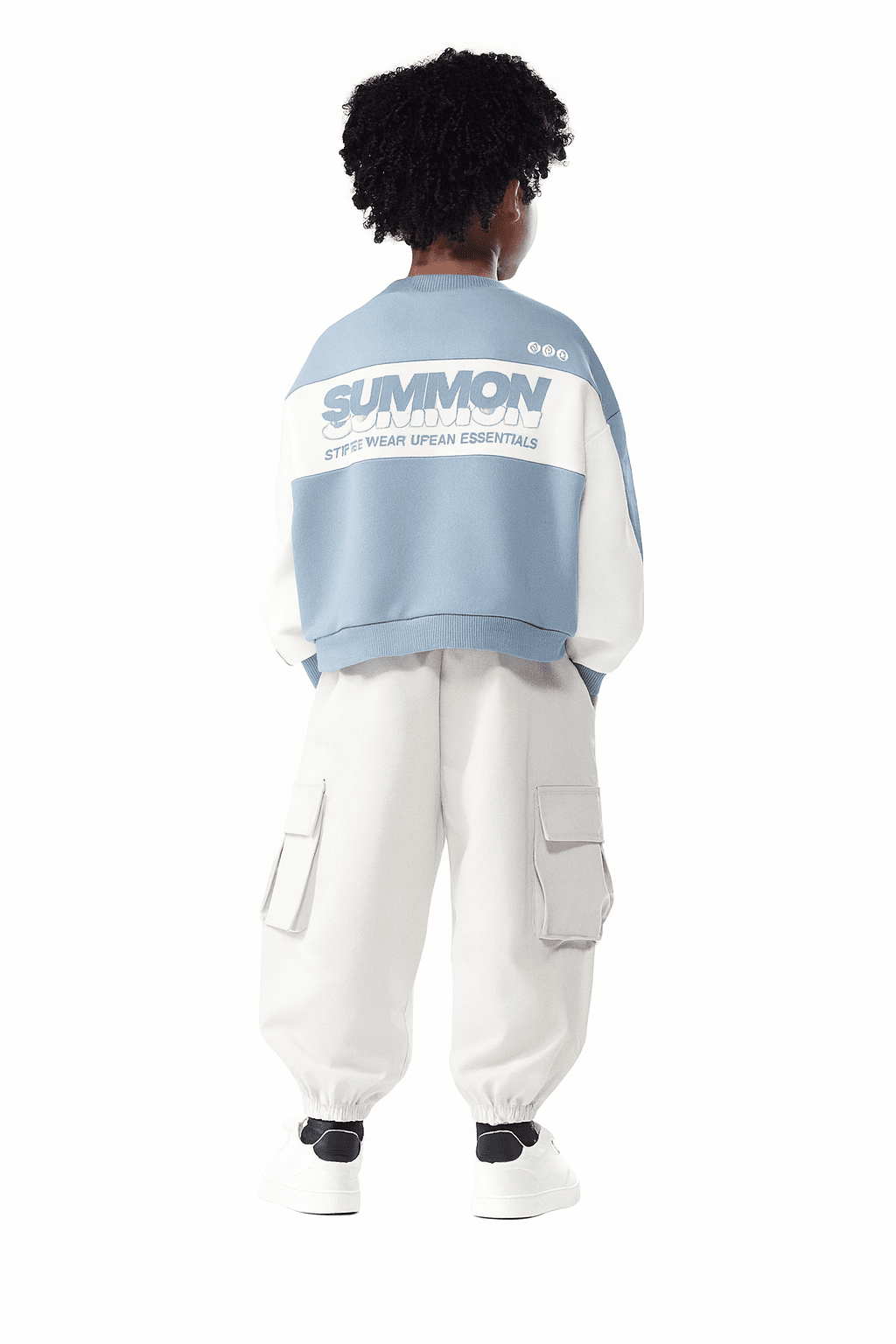 SUMWON Essential Boys Winter Co - Ord Set – Crewneck Sweatshirt & Cargo Jogger Pants Casual Streetwear Outfit - Raab.pk